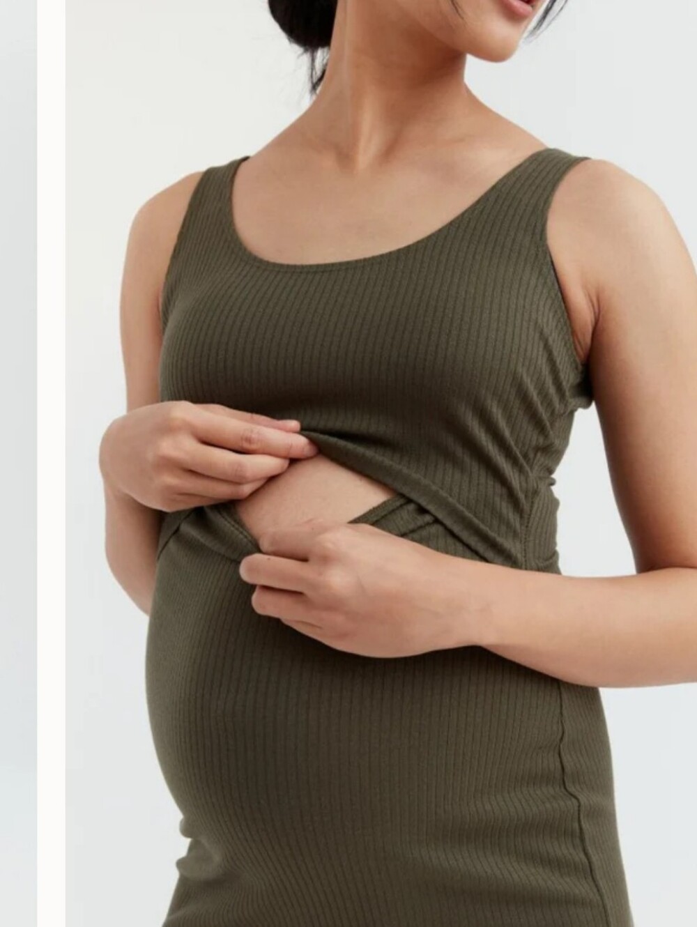 CARRY MATERNITY Ribbed Maternity Tank in Gray Dress SIZE LARGE